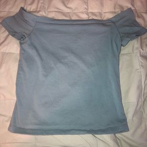 Light blue off the shoulder top